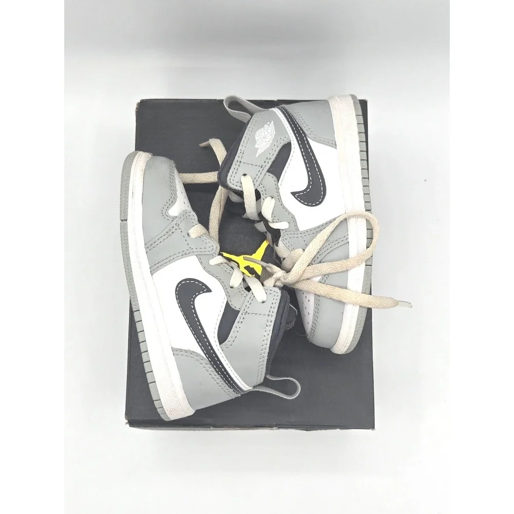 Nike Air Jordan 1 Mid SE Basketball‎ Shoes Sneakers Gray Black White Toddler